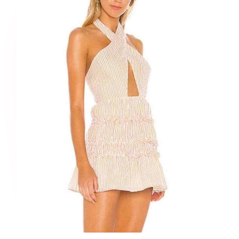 Lovers + Friends Striped Mini Dress - Cream and Pink